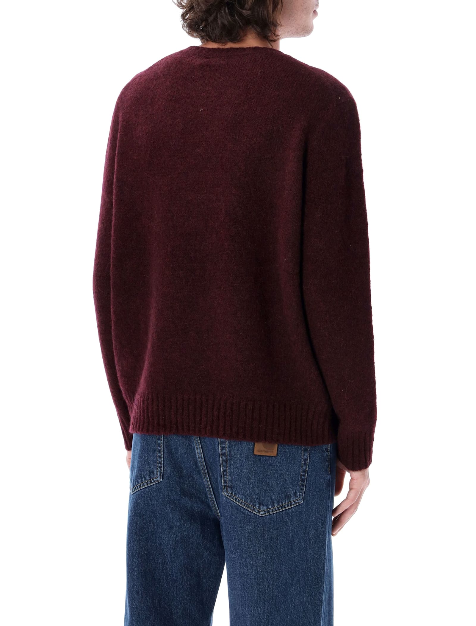 Shop Polo Ralph Lauren Wool-blend Crew Neck Jumper In Burgundy