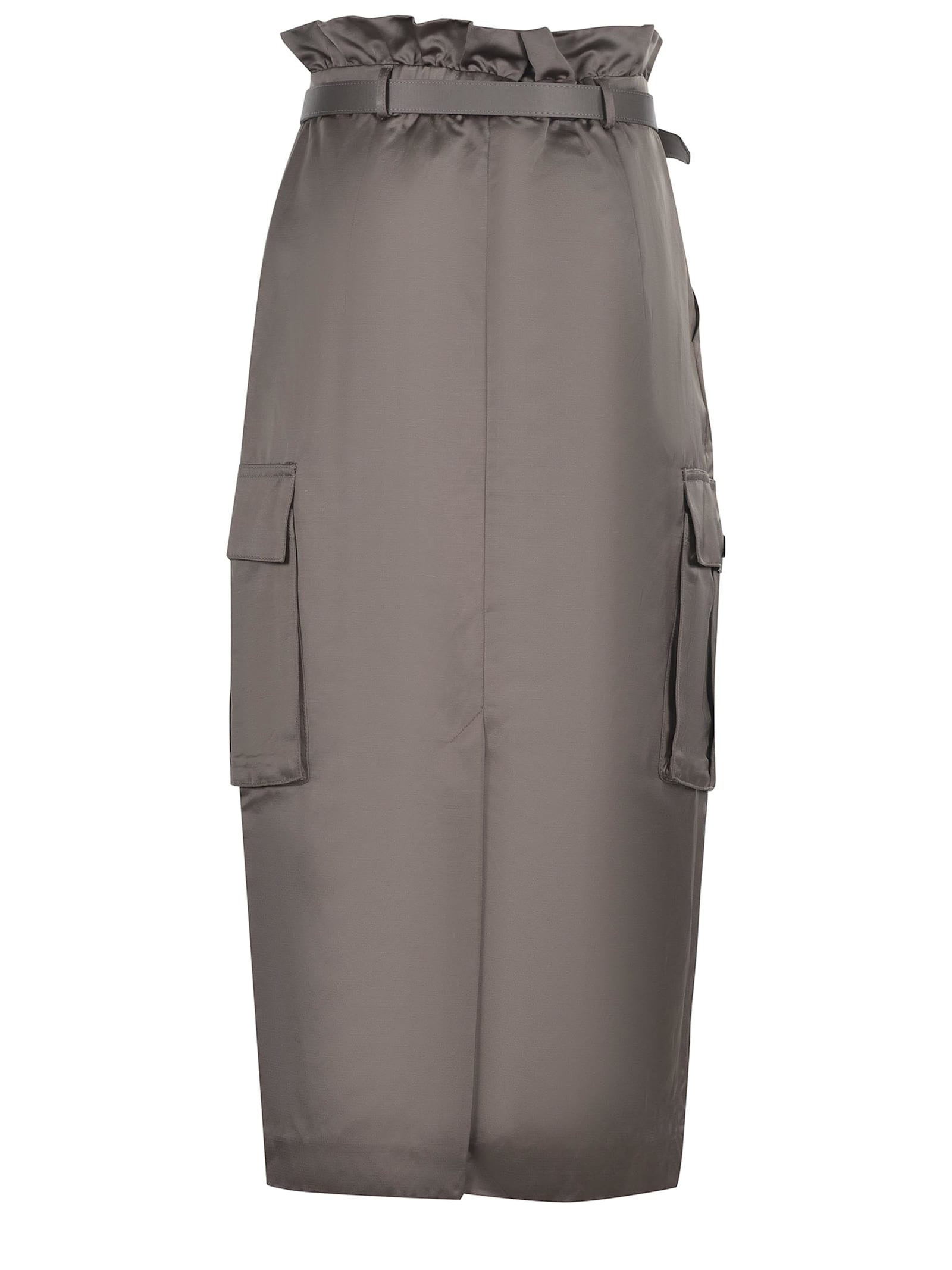 Shop Self-portrait Skirt  Made Of Satin In Dove Grey