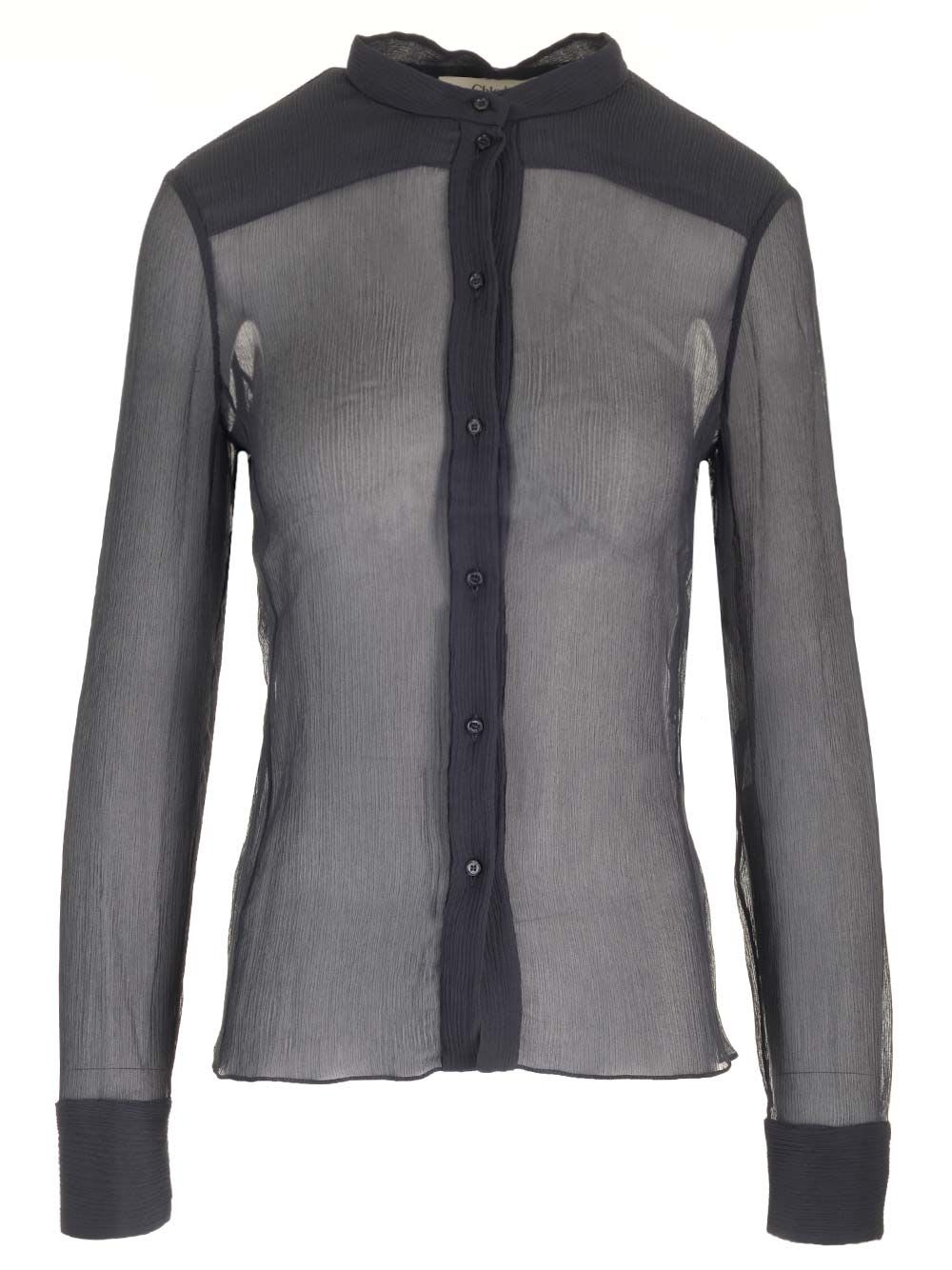 Shop Chloé Silk Crepon Blouse In Black