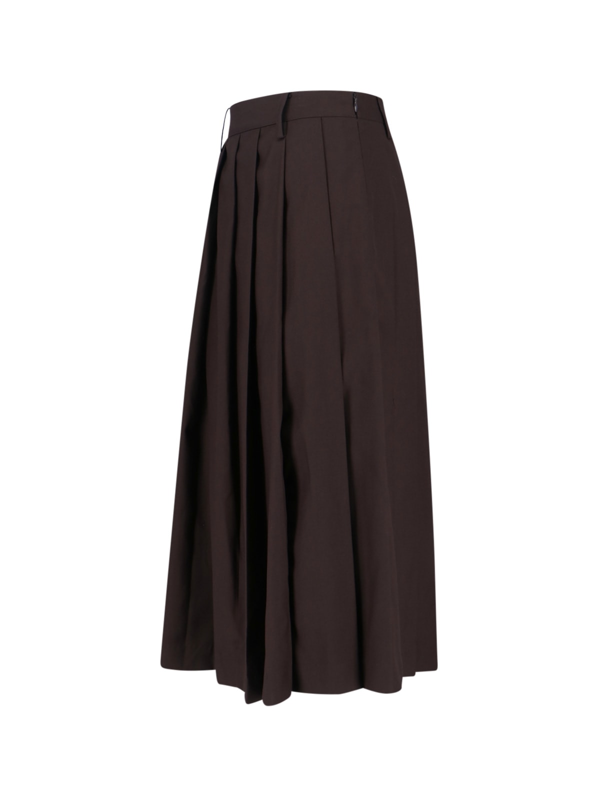 Dunst Brown Pleats Midi Skirt In Brown