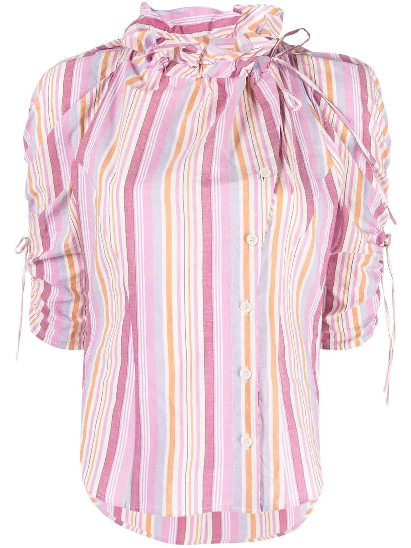 Isabel Marant White And Pink Cotton Striped Shirt