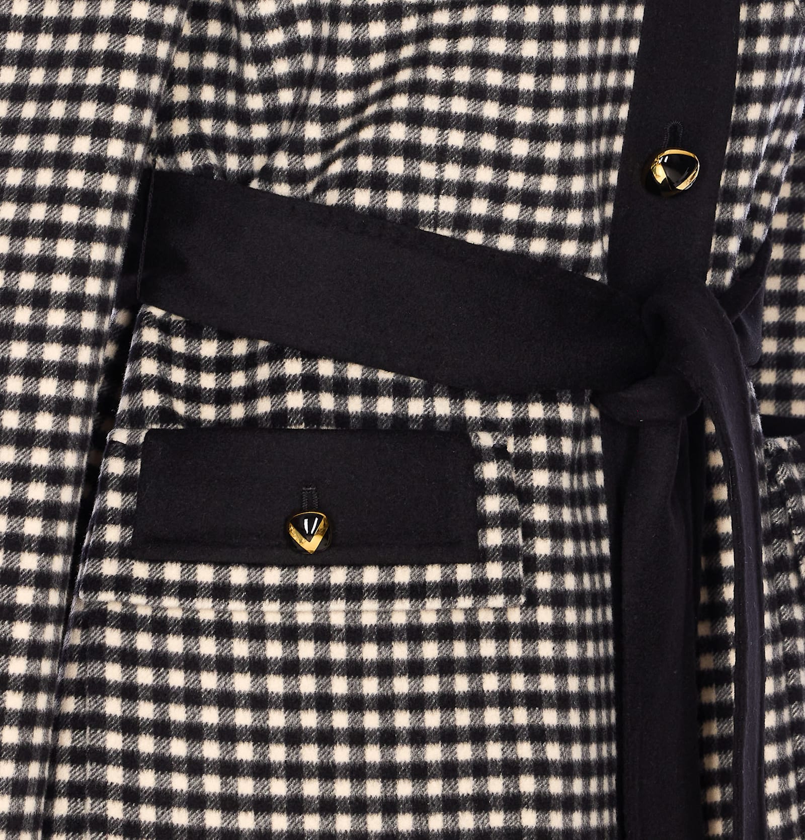 Valentino Womens Avorio Nero Gingham-pattern Wool And Cashmere-blend Coat In Black