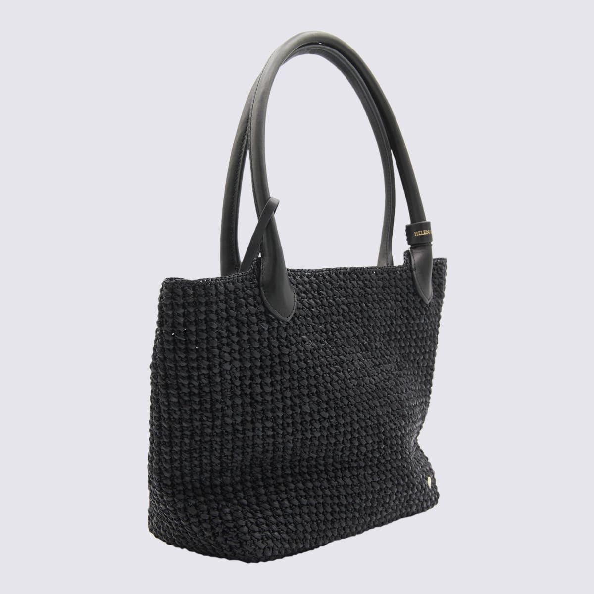 Helen Kaminski Black Raffia Top Handle Bag In Multi