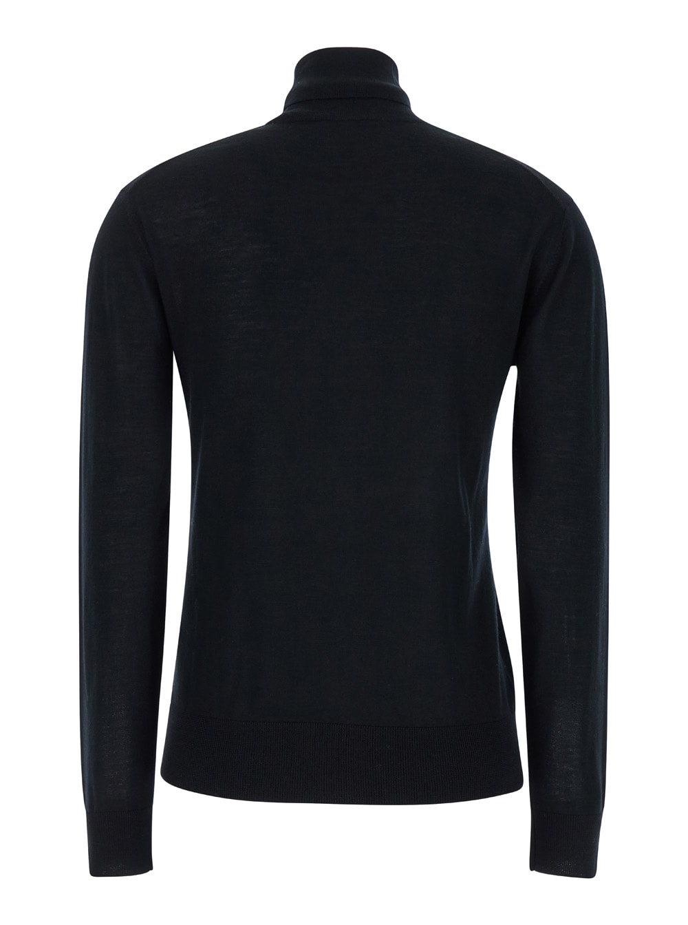 SEMICOUTURE BLACK HIGH NECK PULLOVER WITH RIBBED TRIM IN WOOL WOMAN 