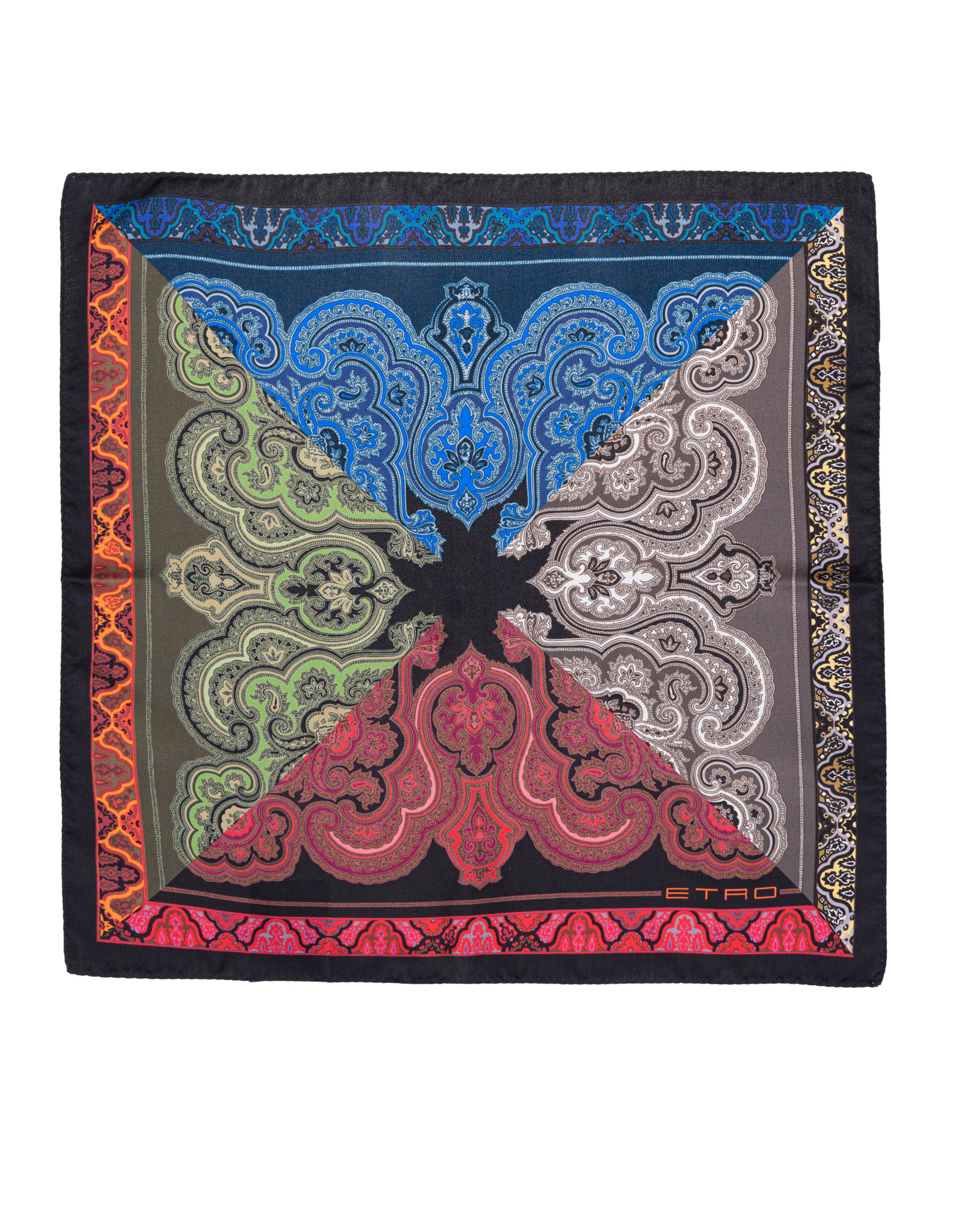 Etro Pochette Scarf 45x45 In Black