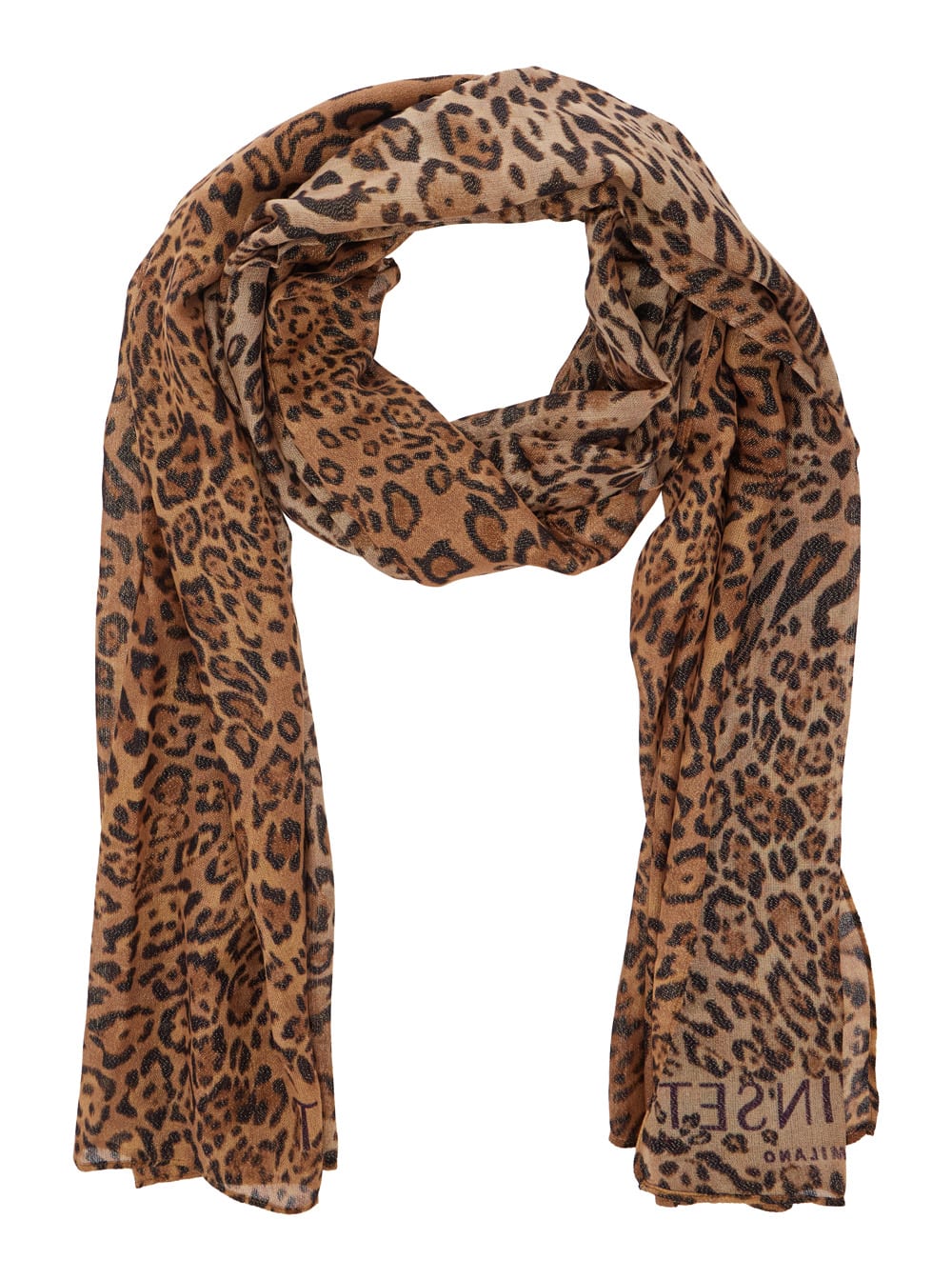 Twinset Leopard-print Logo Scarf In Animal Print