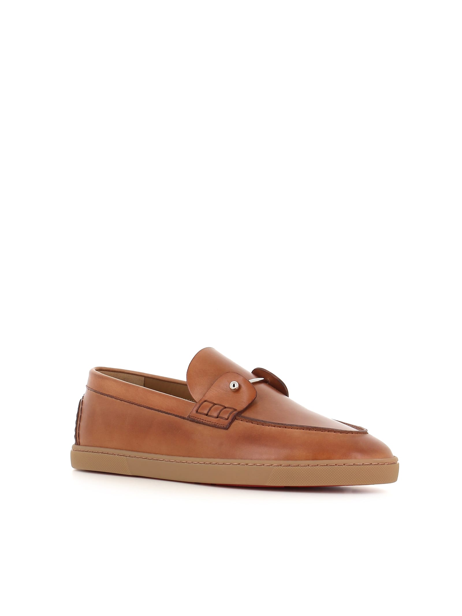 Christian Louboutin Slip-on Chambeliboat Flat In Brown