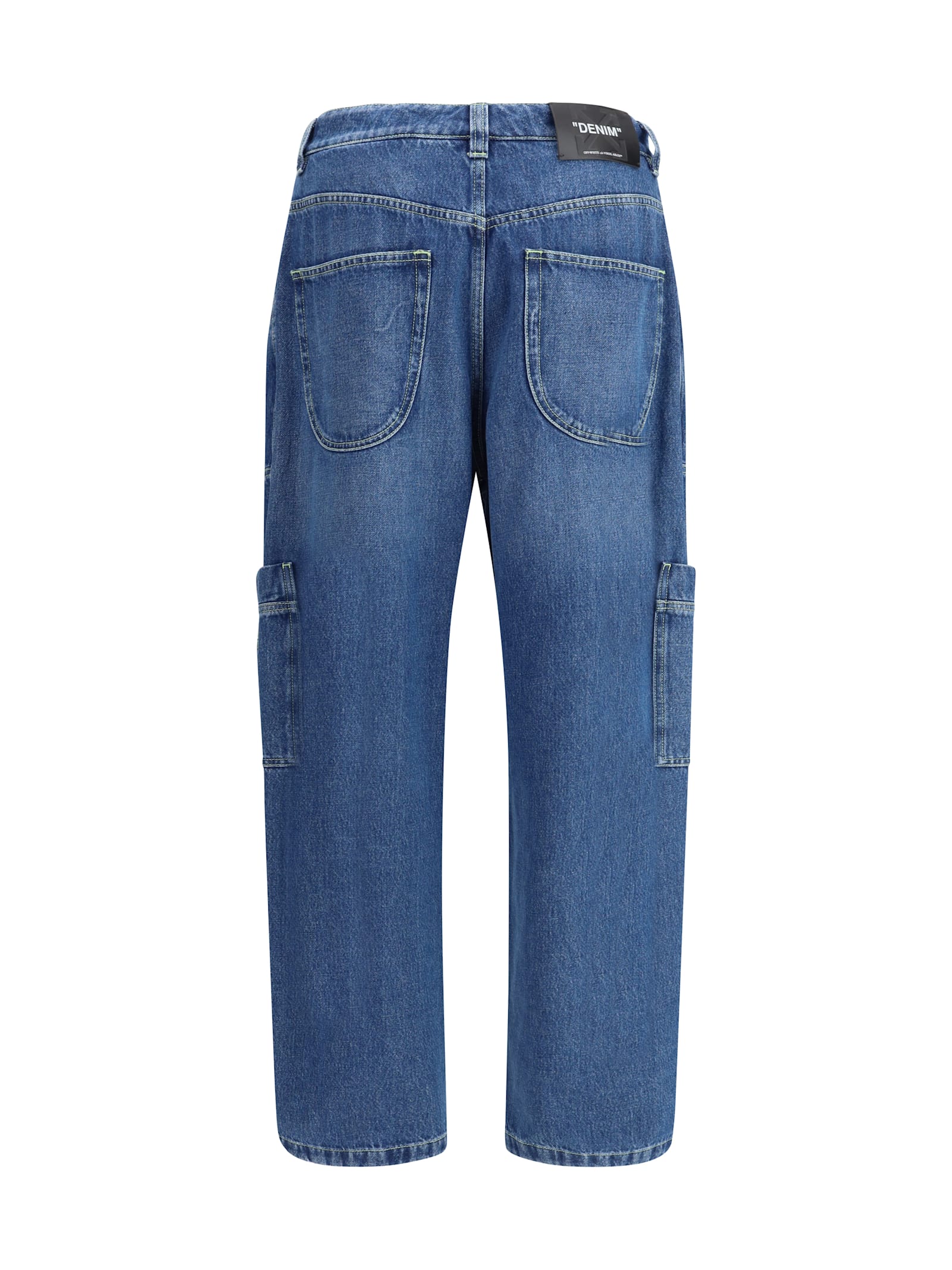 Off-white Irregular Straight-leg Cargo Jeans In Dusty Blue - L
