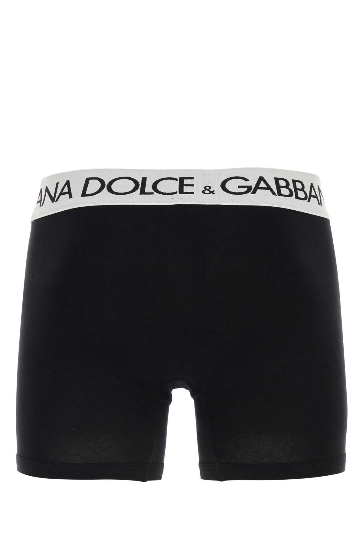 Dolce & Gabbana Black Stretch Cotton Boxer In Nero