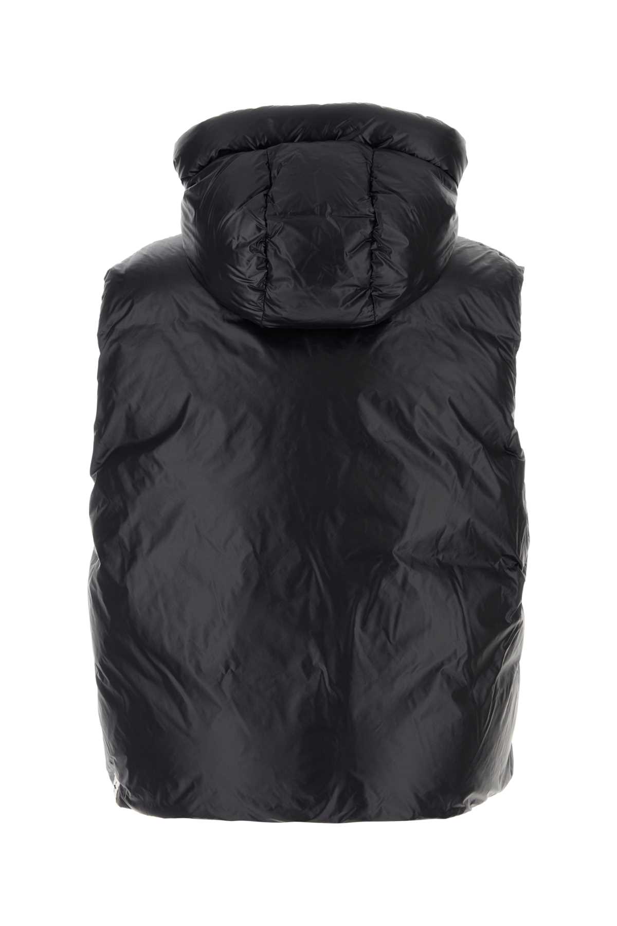 Jil Sander Drawstring Hood Nylon Down Jacket In Black