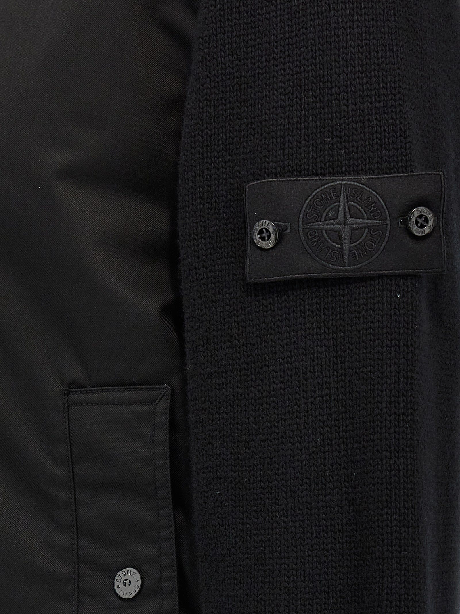 Shop Stone Island Performance Twill Wool Bomber Jacket In Black