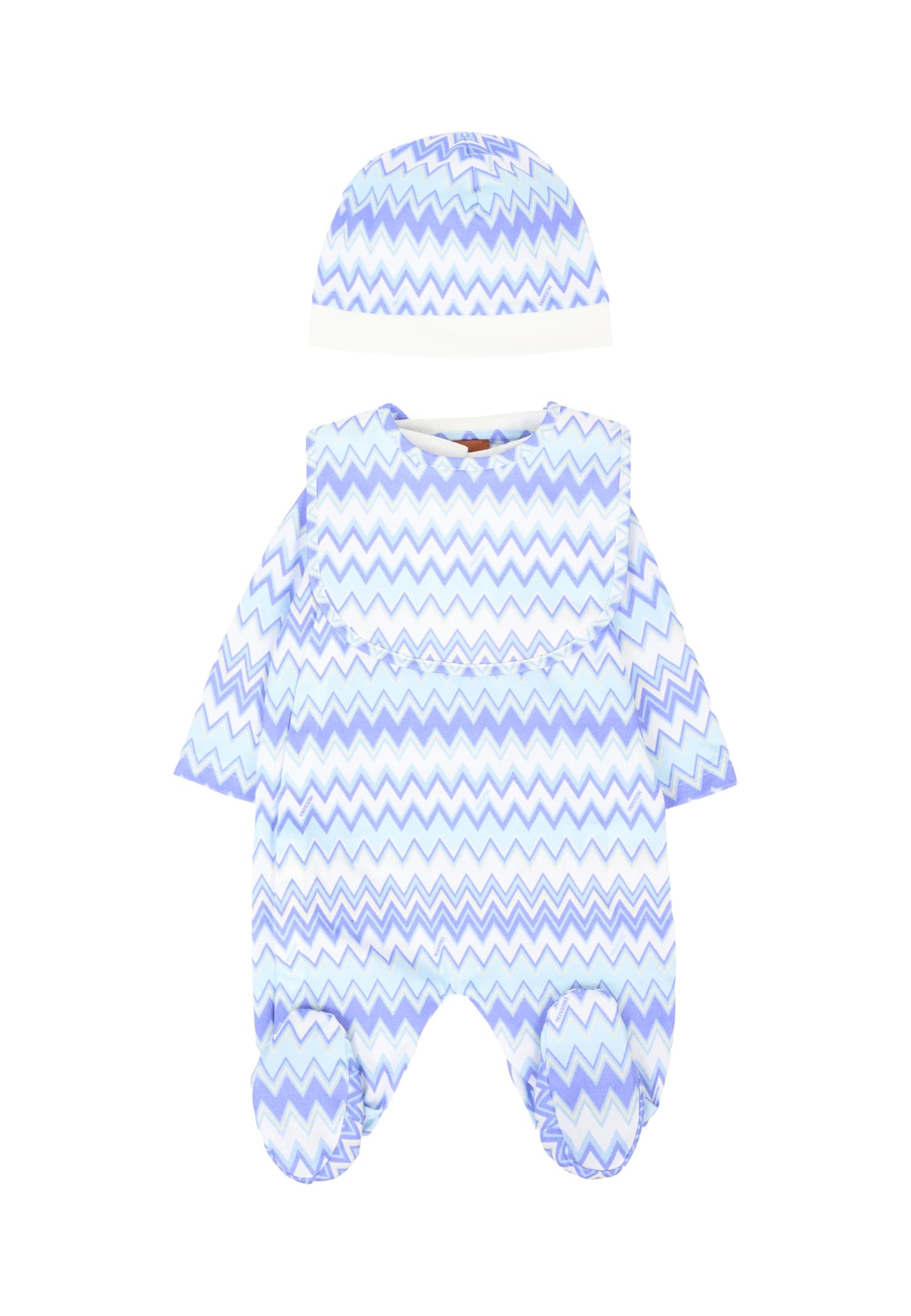 Missoni Blue Babygrow Set For Baby Boy With Chevron Pattern In Blue
