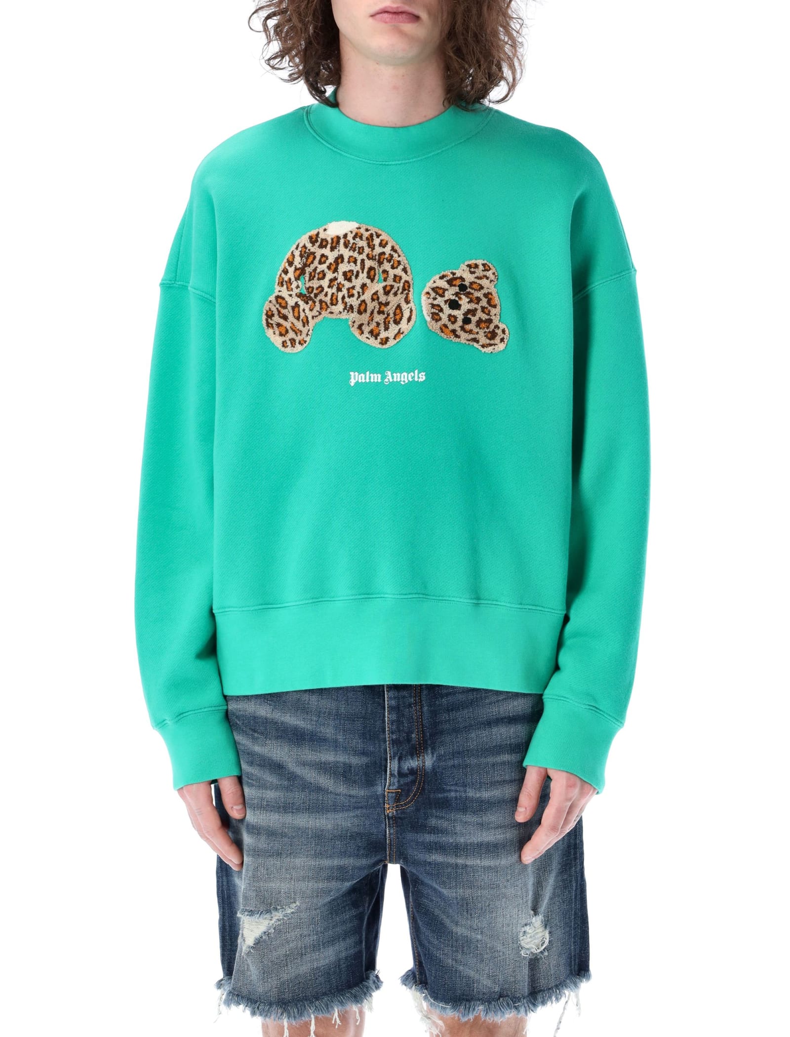 Palm Angels Leopard Teddy Bear Sweatshirt