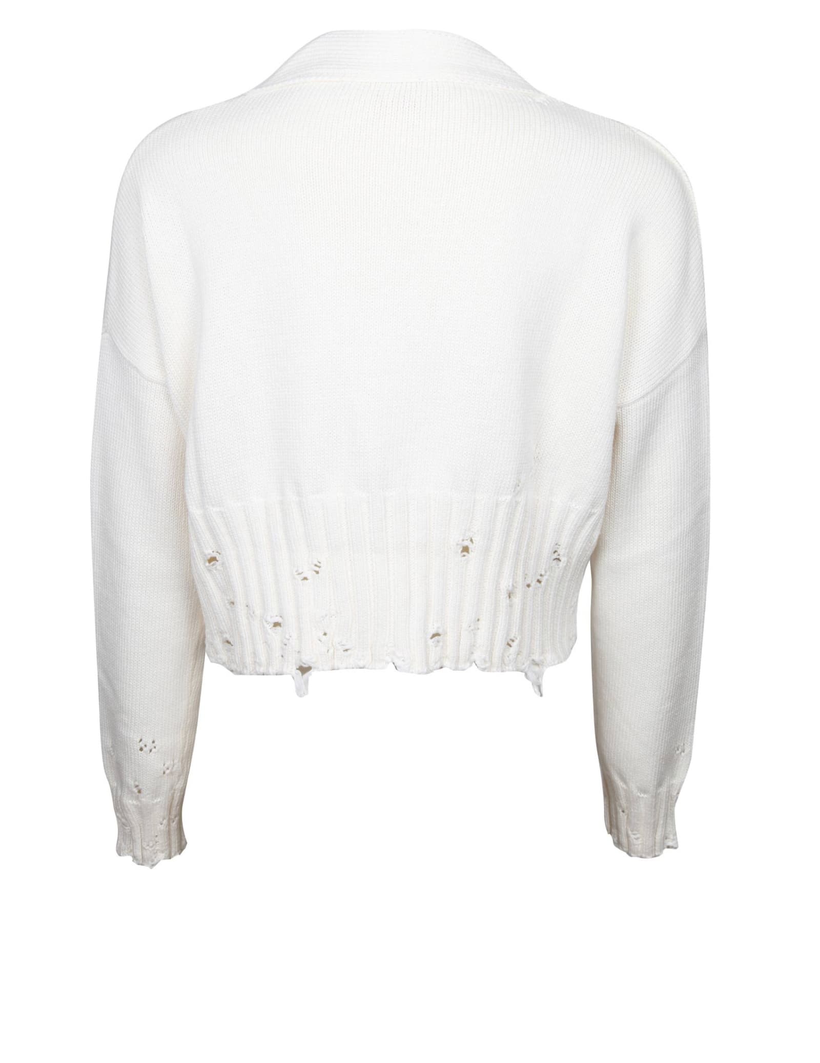 Shop Marni Cropped Cardigan In White Cotton