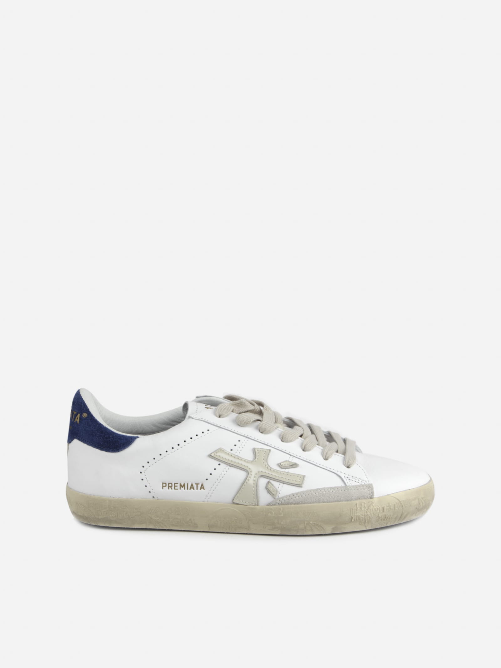 Premiata Steven Sneakers In Leather With Contrasting Heel Tab