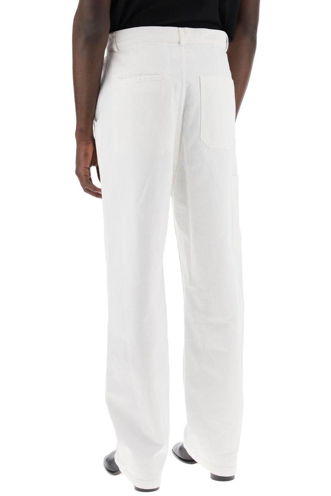 Shop Mm6 Maison Margiela Mid-rise Straight-leg Trousers In Off White (white)