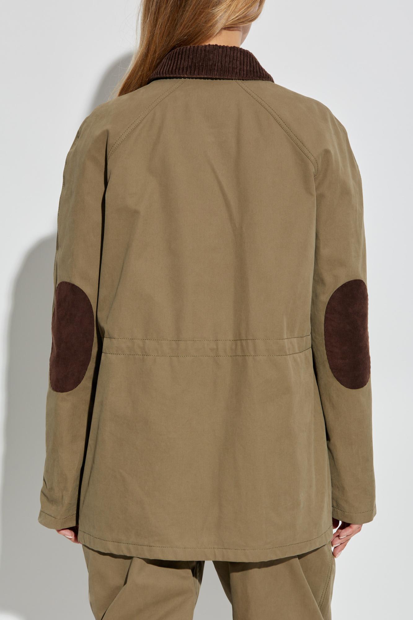 Moschino Corduroy-collar Utility Jacket In Brown