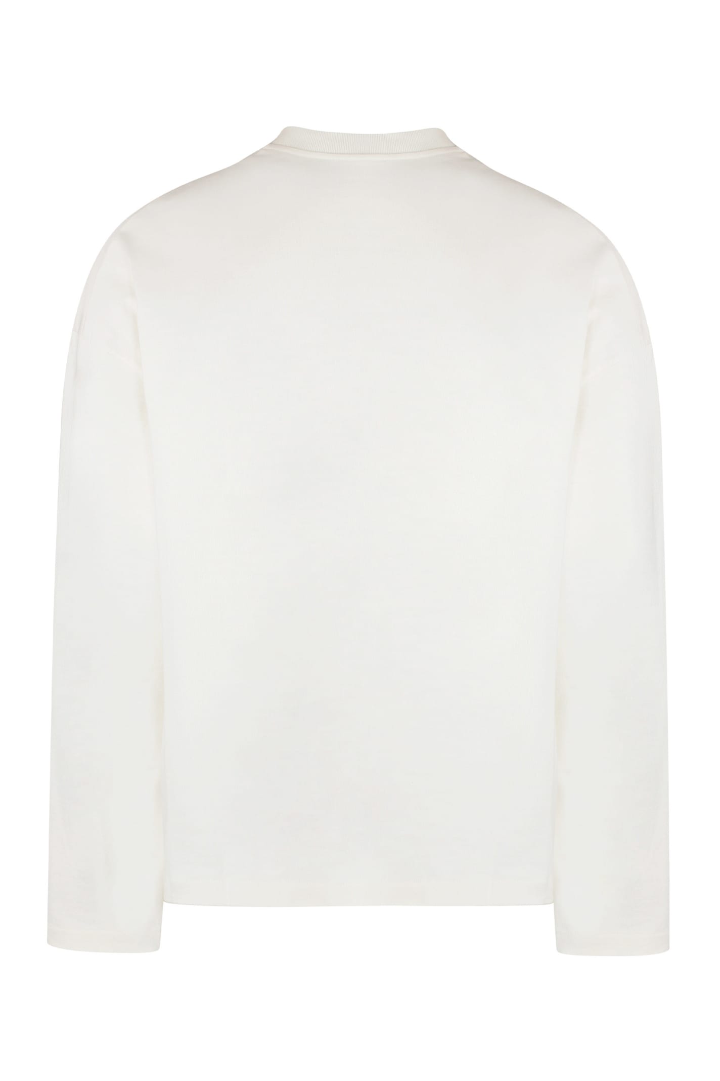 Shop Jil Sander Long Sleeve Cotton T-shirt In Ivory