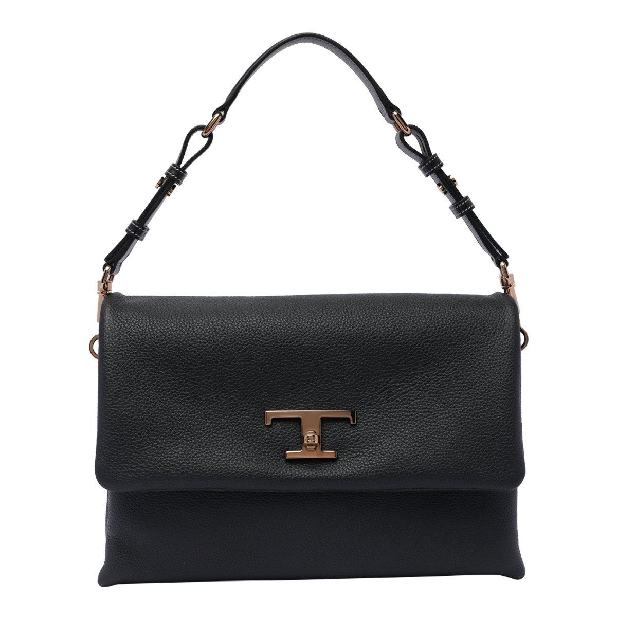 Shop Tod's Logo-plaque Shoulder Bag In Nero