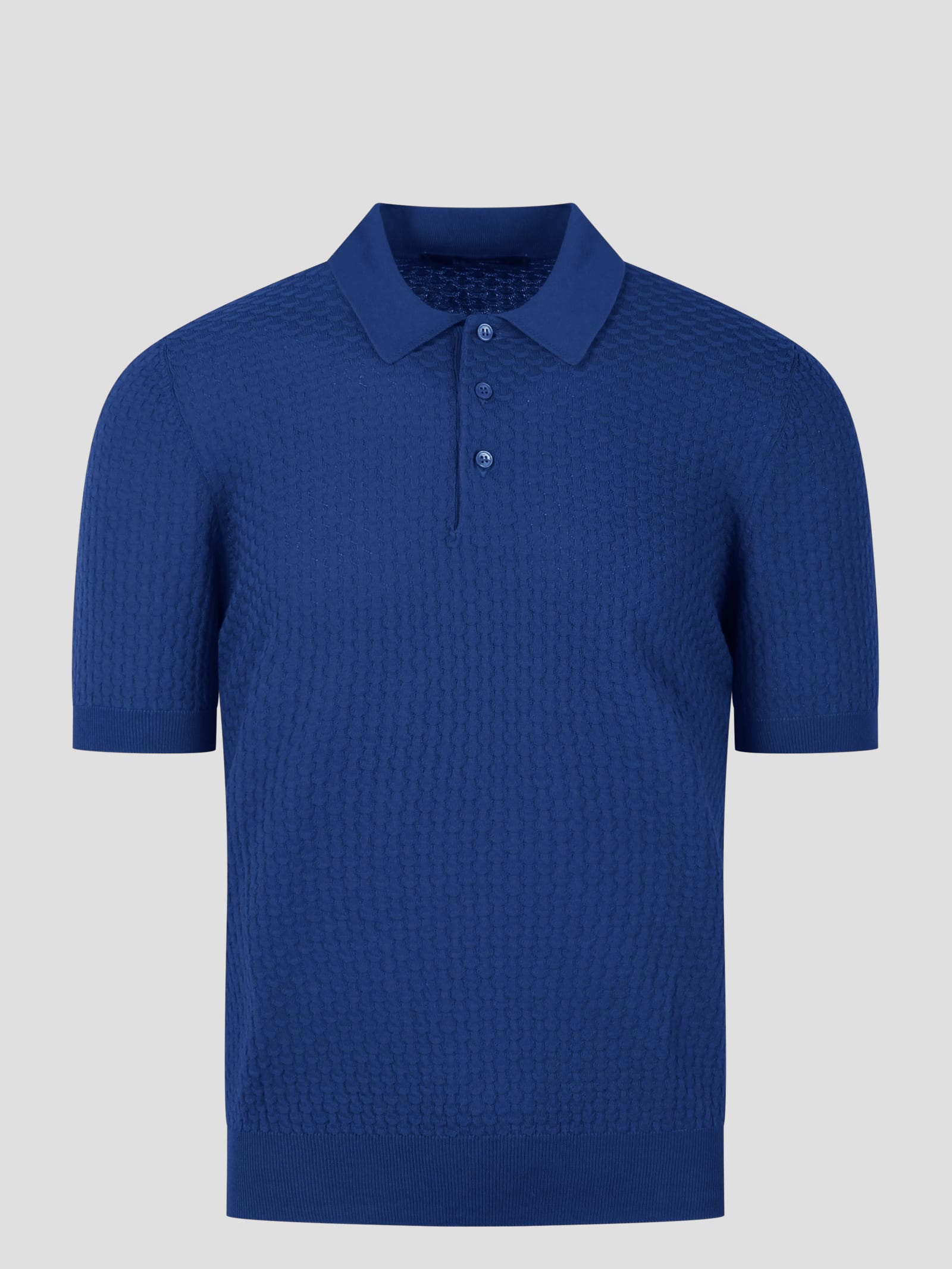 Shop Tagliatore 3d Knit Polo Shirt In Blue
