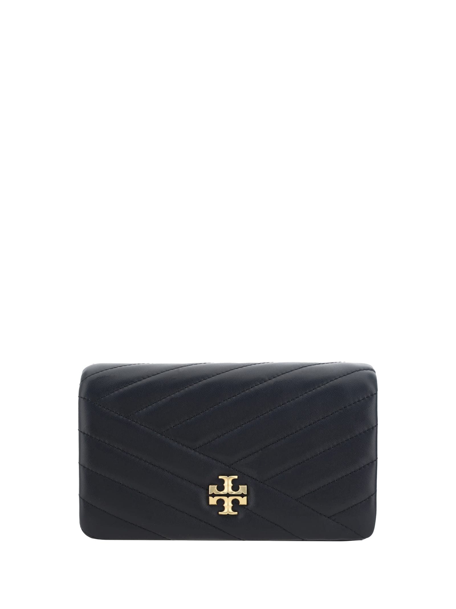 Shop Tory Burch Kira Chevron Shoulder Wallet In Black