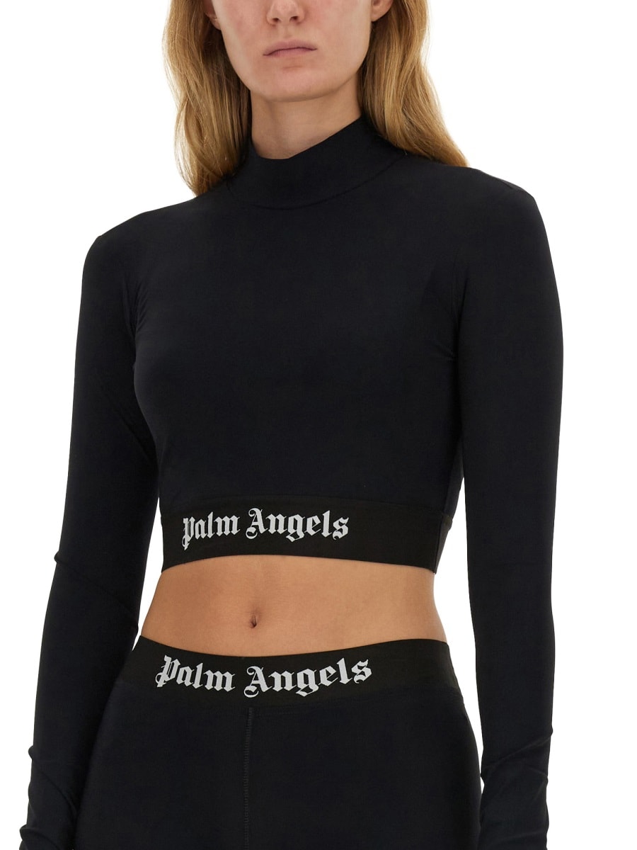 Shop Palm Angels Tops With Logo In Black