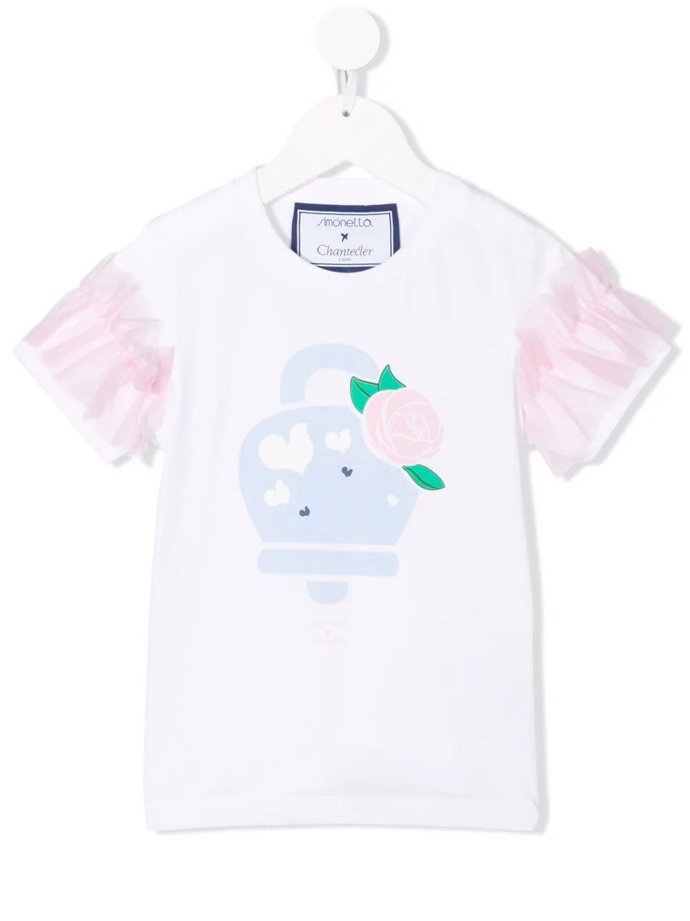 Simonetta Kids White T-shirt With Chantecler Bell Print