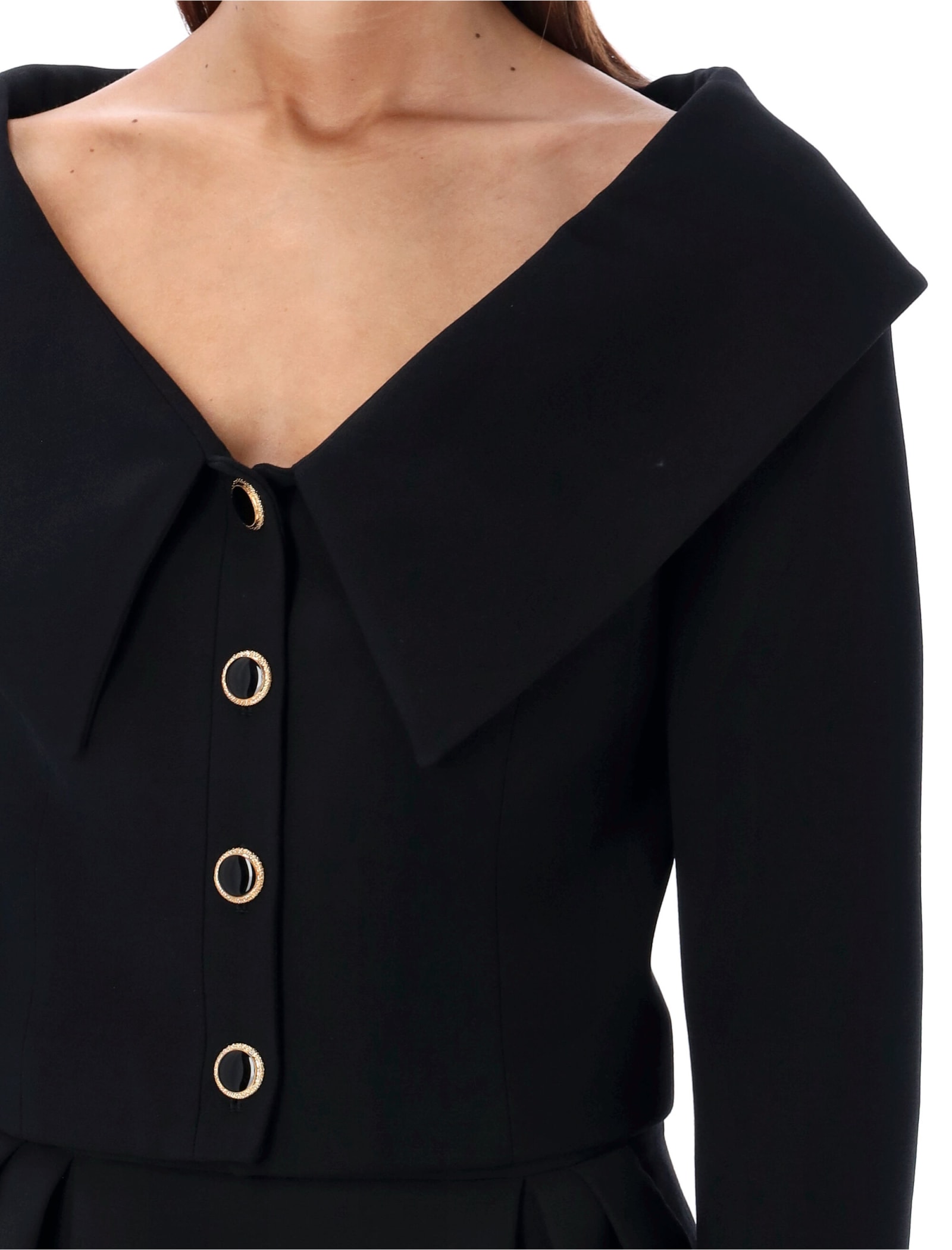 Shop Alessandra Rich Off Shoulder Blazer In Black