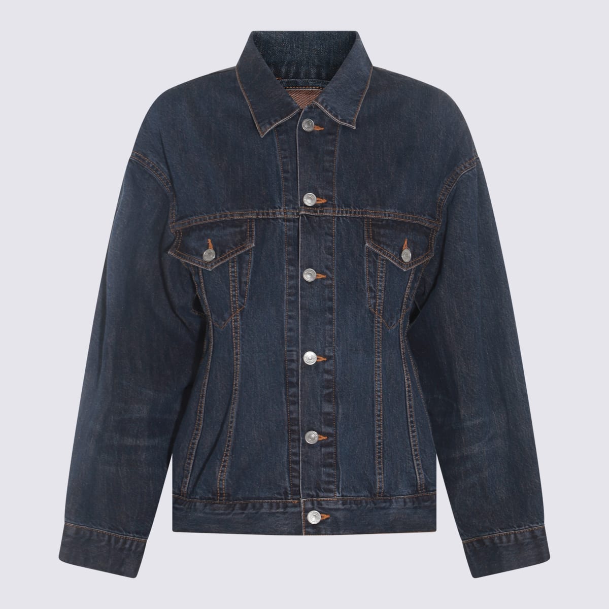 Shop Balenciaga Dark Indigo Cotton Casual Jacket In Dark Indigo/madder