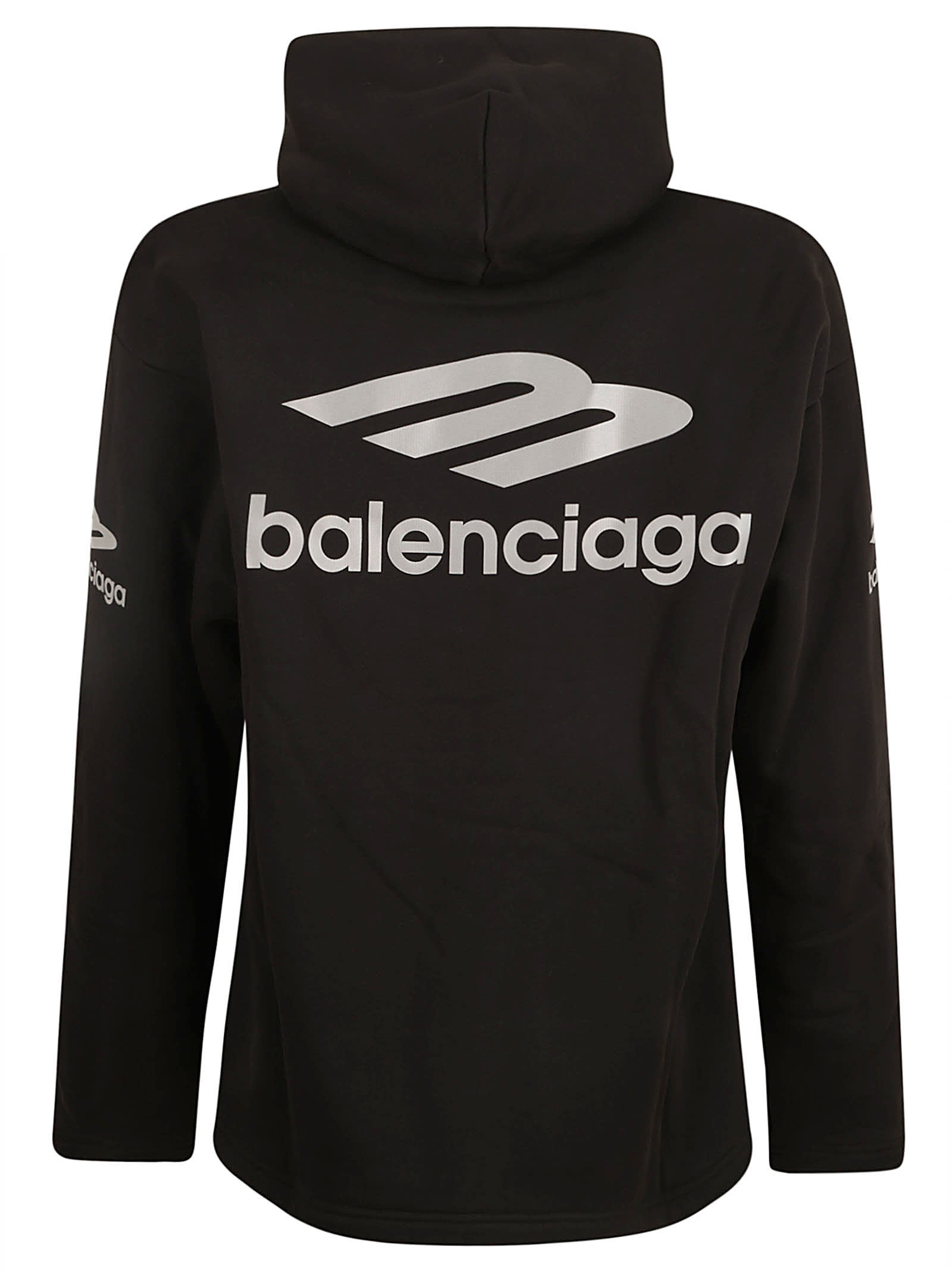 Shop Balenciaga Logo Hoodie In Black