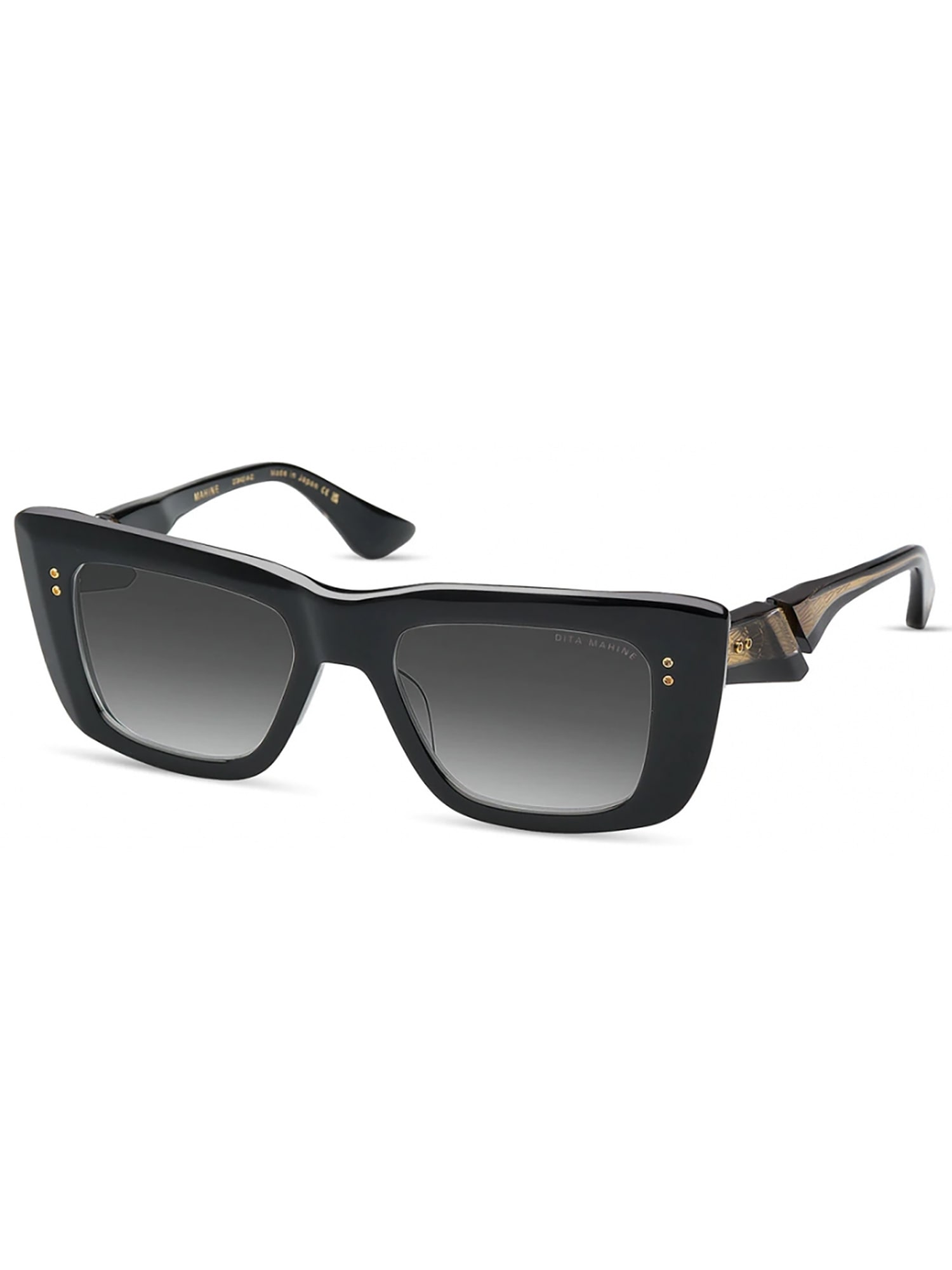 Shop Dita Dts437/a/01 Mahine Sunglasses In Black Yellow Gold