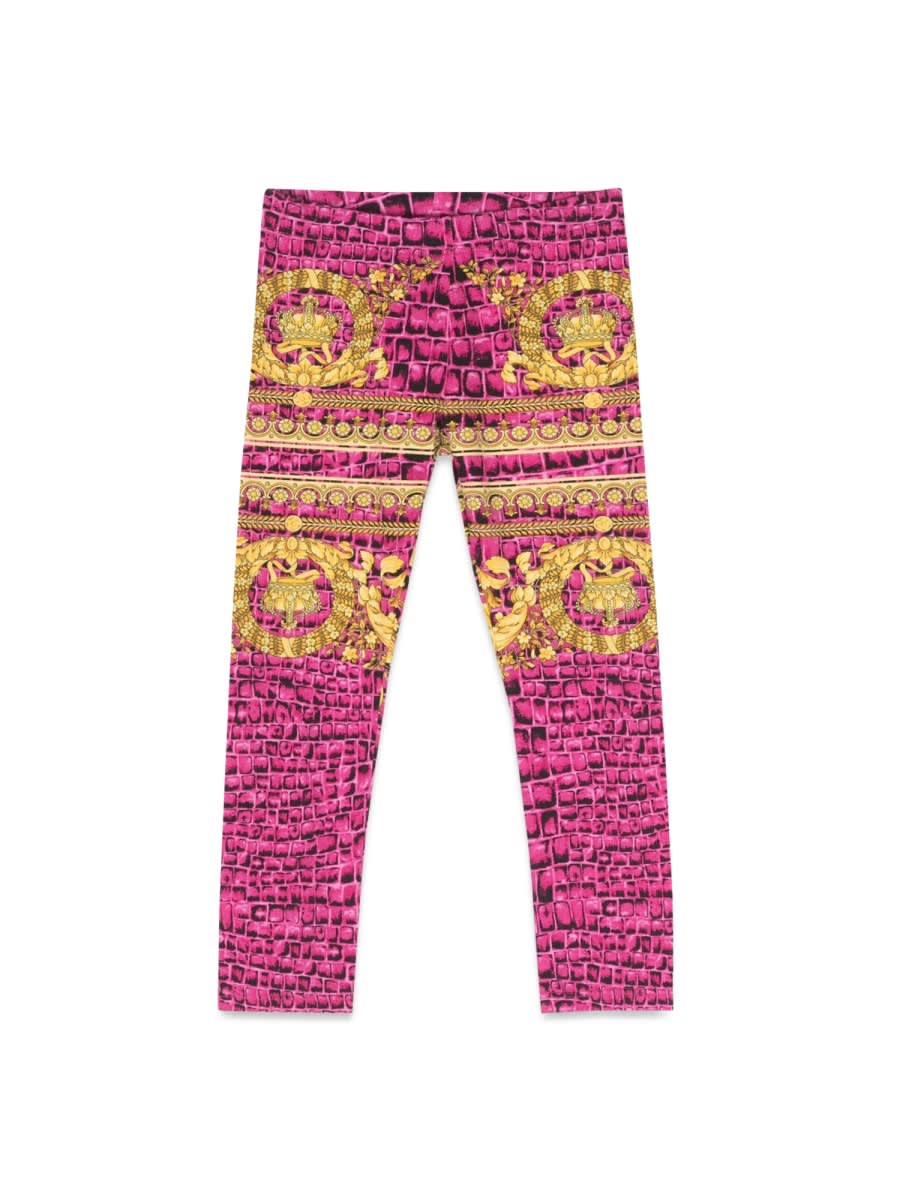 Versace Kids' Baroque Cocco Jersey Leggings In Red