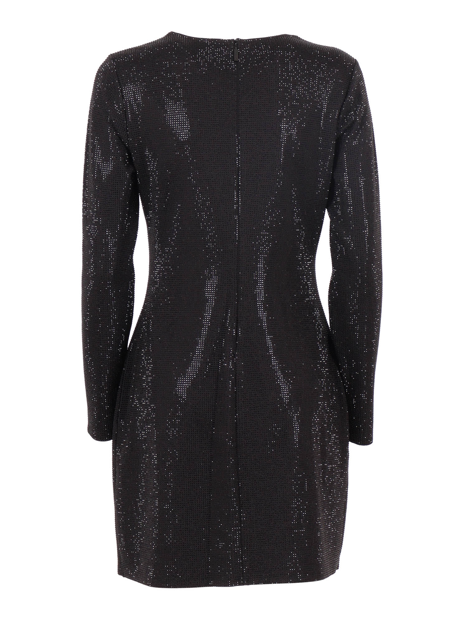 Michael Kors Rhinestone Ls Mini Dress In Black