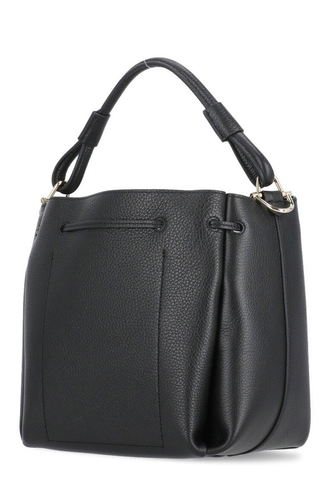 Shop Coccinelle Eclyps Drawstring Small Bucket Bag In Noir