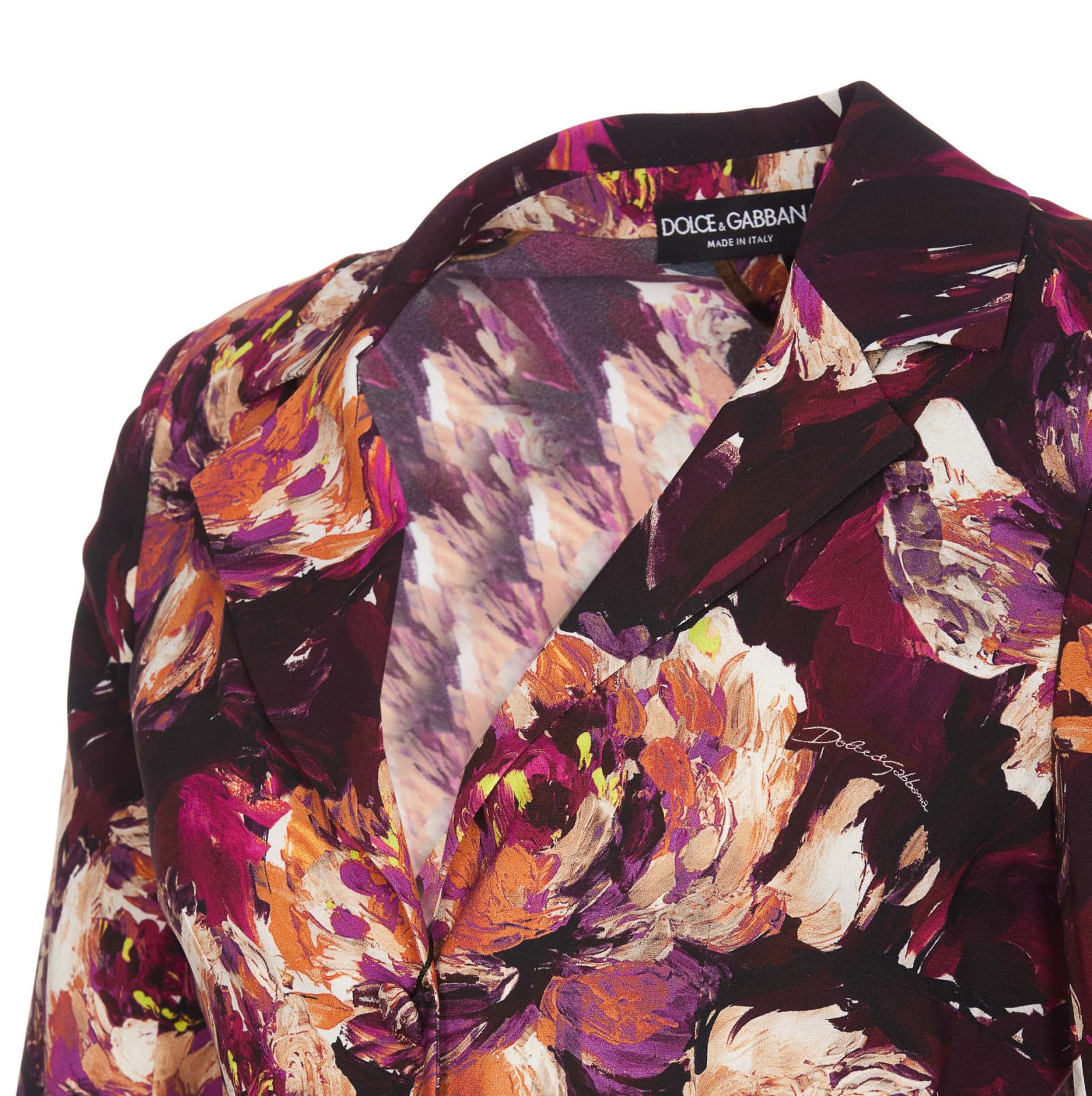 Dolce & Gabbana Floral-print Fitted-waistline Blazer In Multicolor
