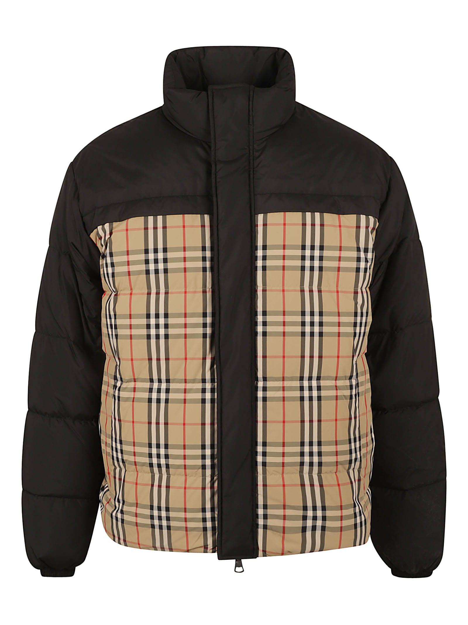 Shop Burberry Check Padded Jacket In Archive Beige
