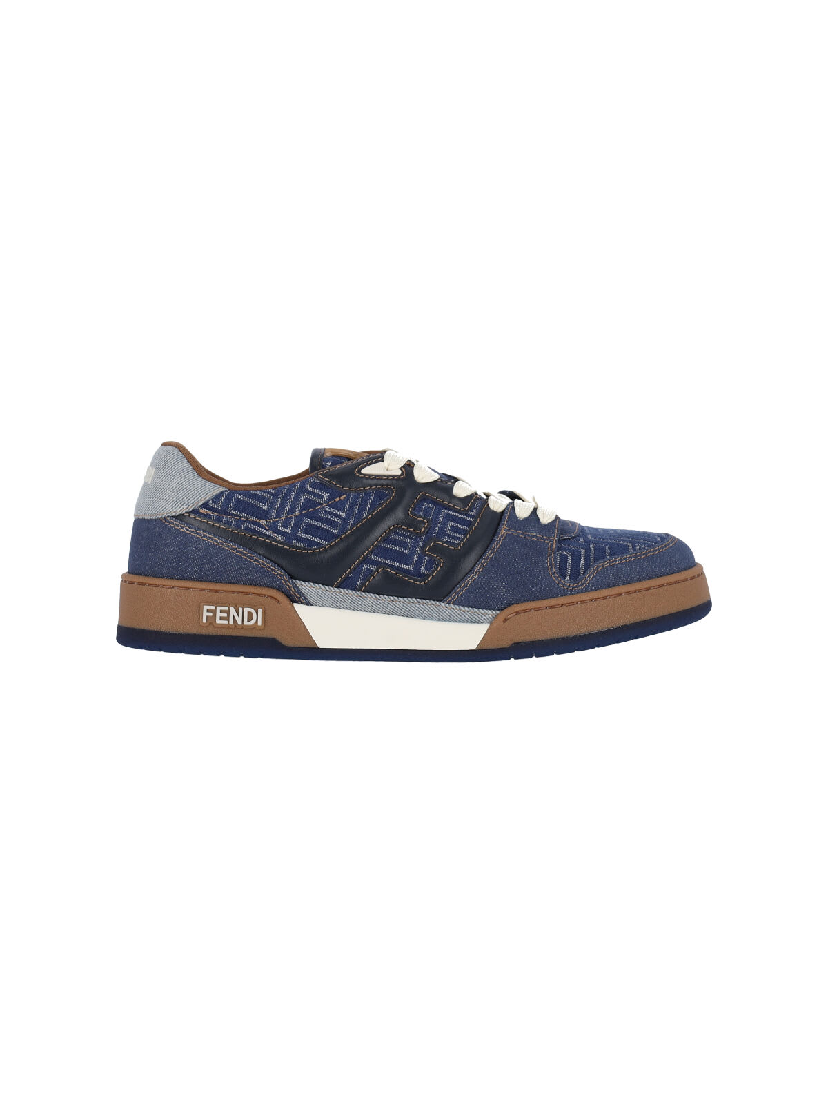 Fendi Match Denim Ff Embossed Sneakers Blue In Black