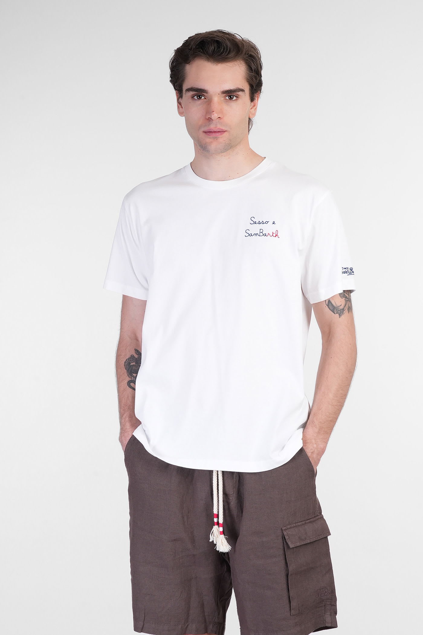 Mc2 Saint Barth Tshirt Man T-shirt In White Cotton In White