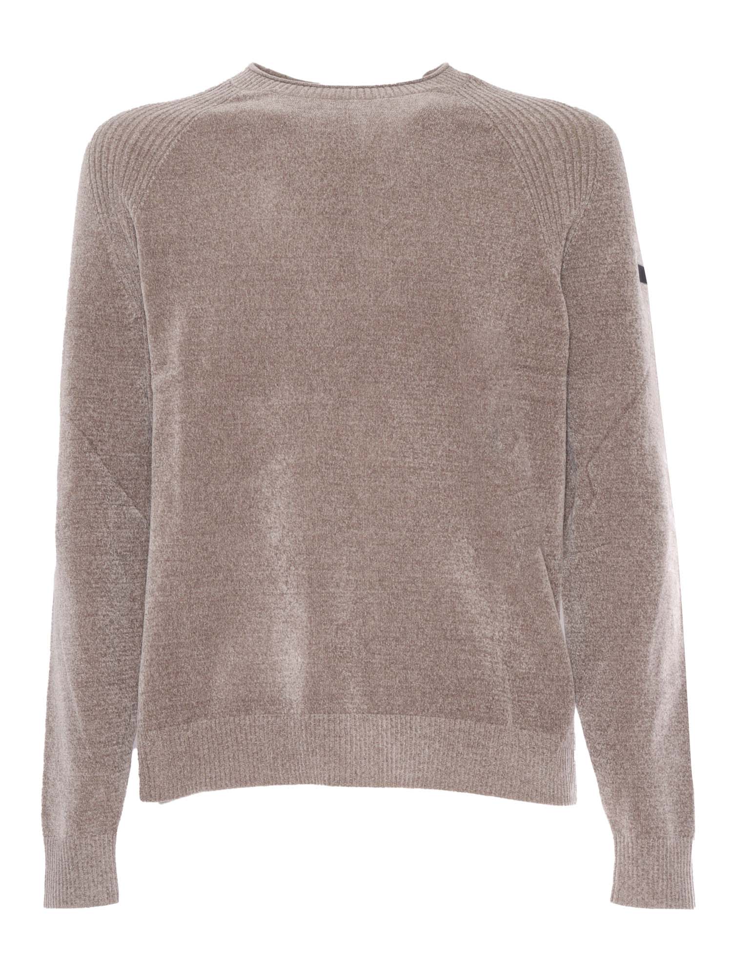 Shop Rrd - Roberto Ricci Design Velvet Round Knit In Beige