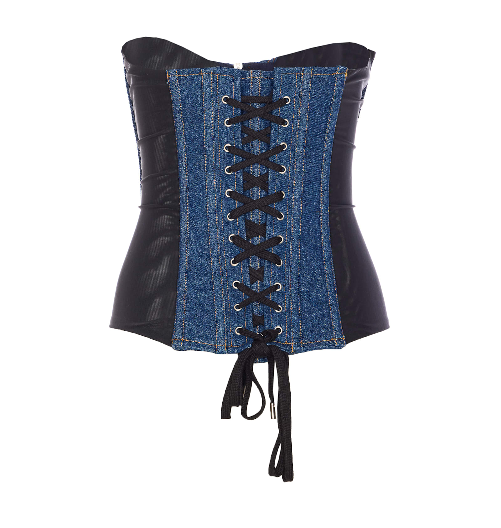 JEAN PAUL GAULTIER THE BI-MATERIAL DENIM CORSET