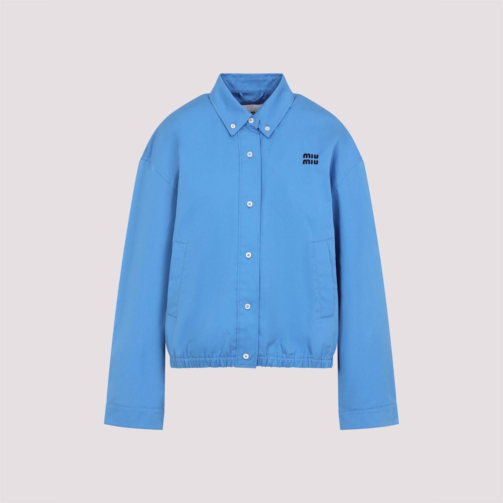 Miu Miu Poplin Blouson Jacket In Blue