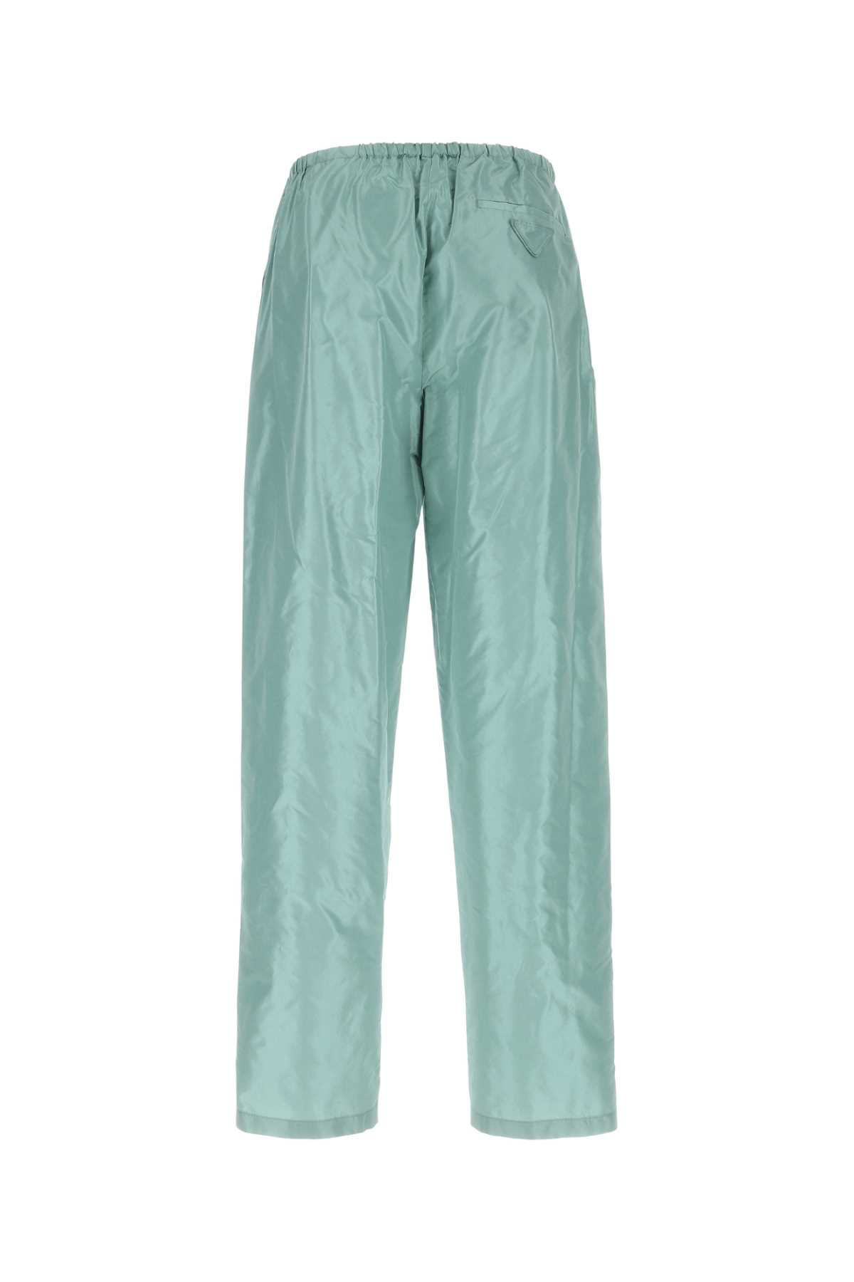 Shop Prada Light-blue Silk Pant In F0035