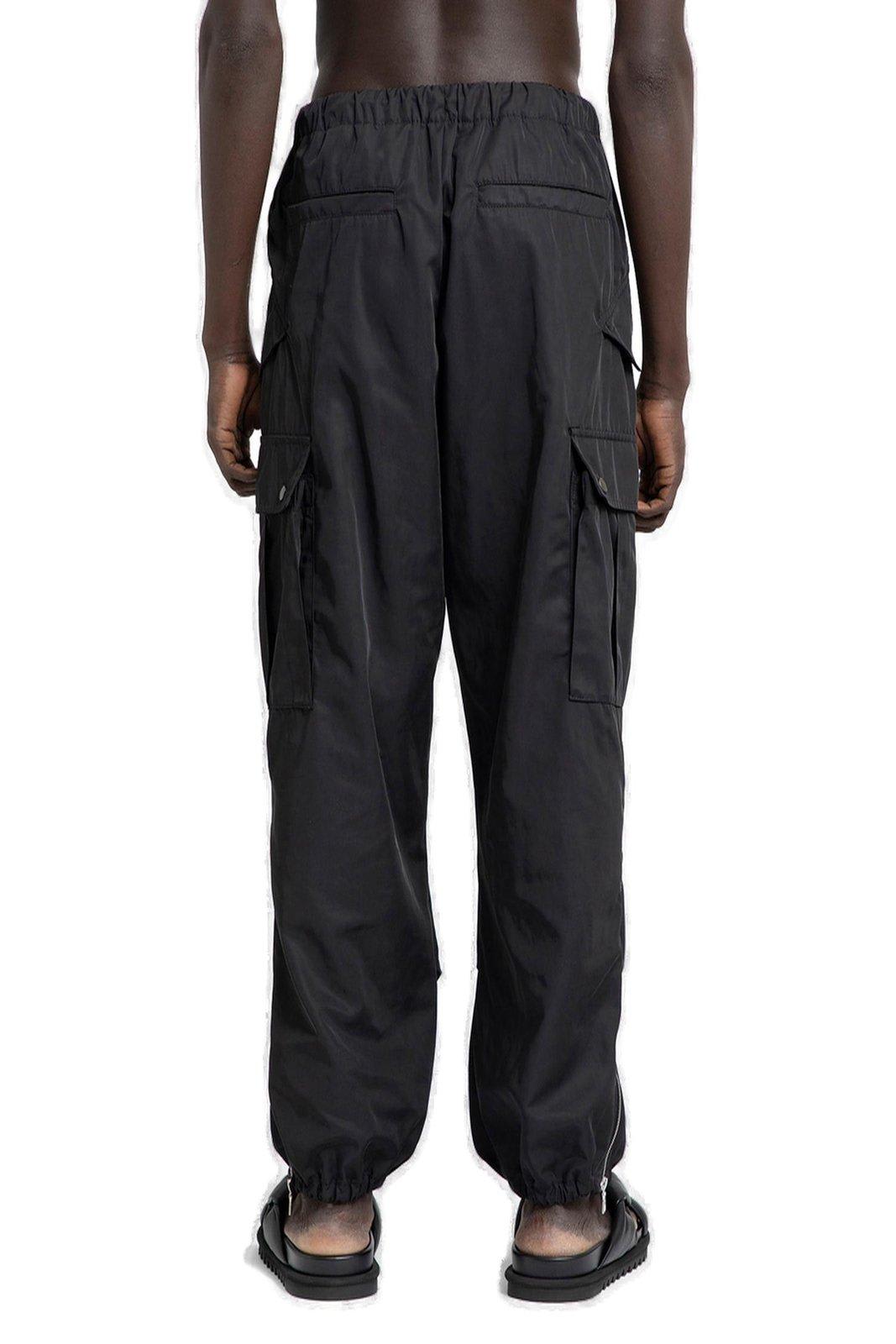 Shop Dries Van Noten Water Repellent Drawstring Cargo Trousers In Black