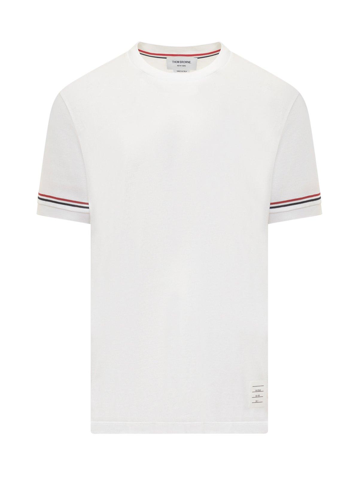 Shop Thom Browne Stripe Detailed Crewneck T-shirt In White
