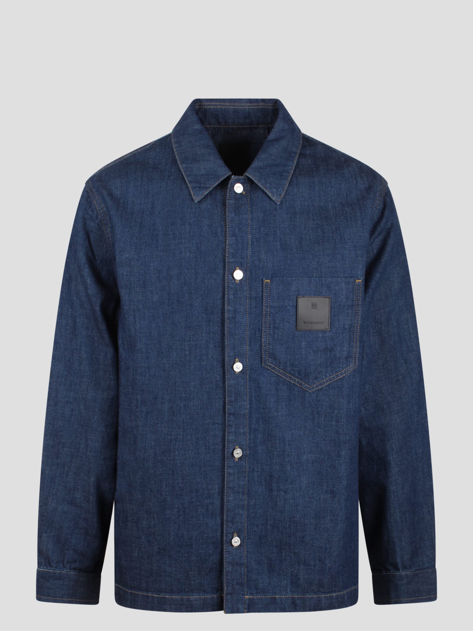 Shop Givenchy Denim Boxy Fit Shirt In Blue