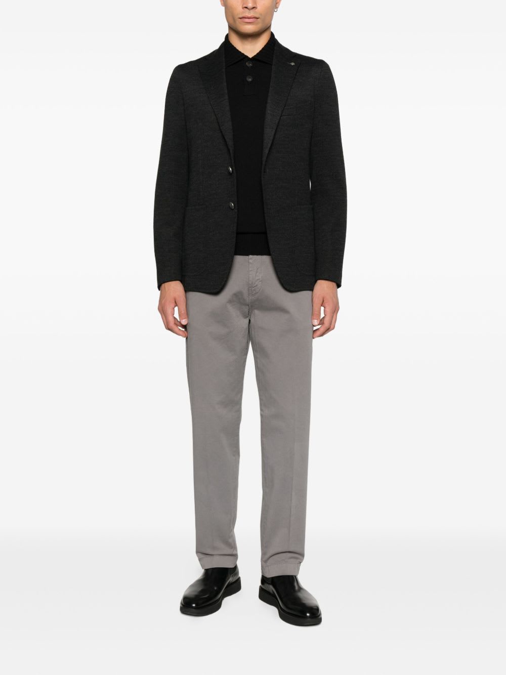 Tagliatore Wool Sweater With Polo Collar In Black