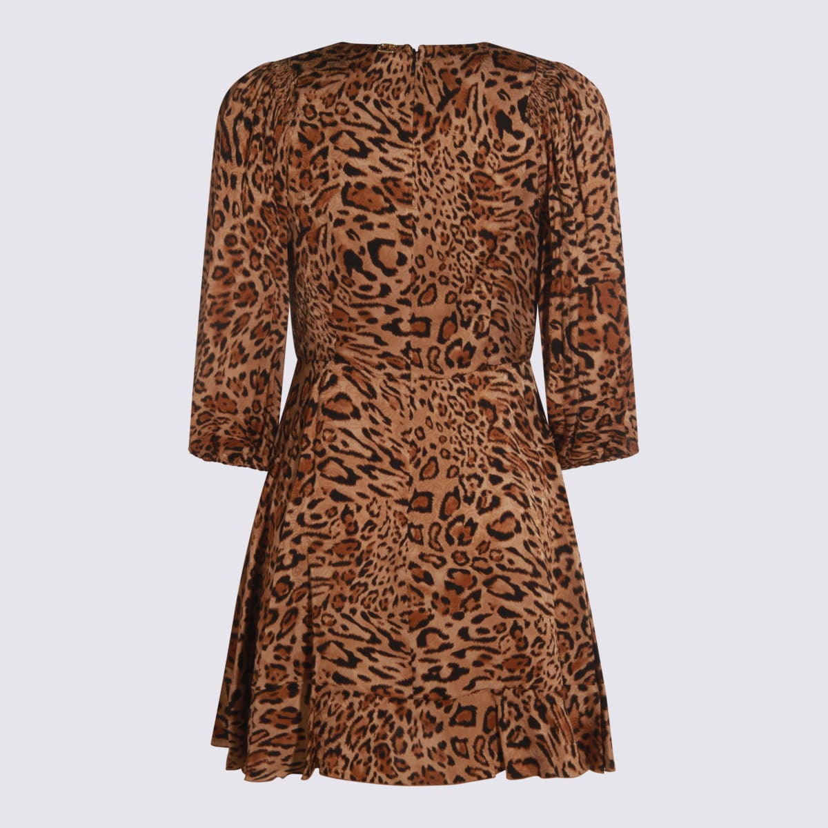 Twinset Leopard-print Puff-sleeve Mini Dress In Multi