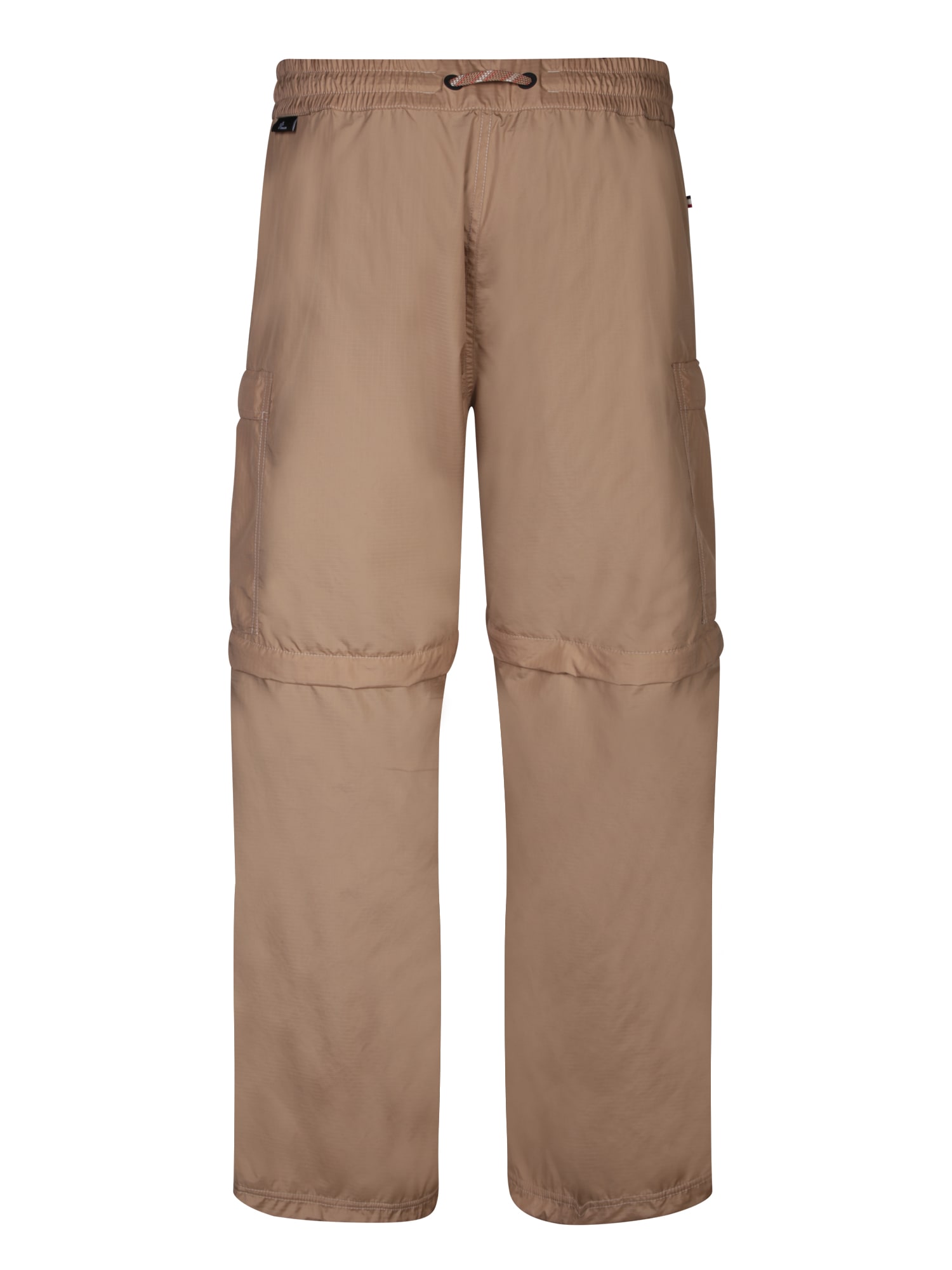 Shop Moncler Nylon Beige Trousers