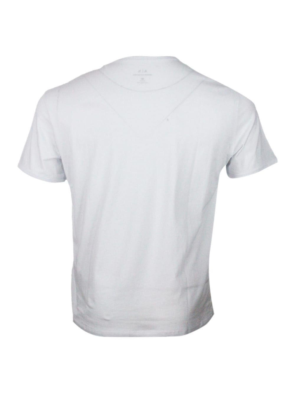 Armani Collezioni Short-sleeved Crew-neck T-shirt With Three-dimensional Logo On The Chest In White