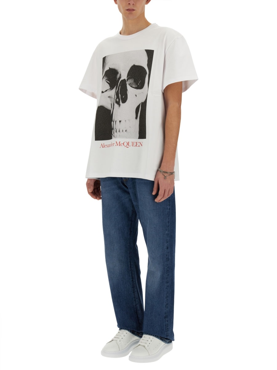 Shop Alexander Mcqueen Skull Print T-shirt In White